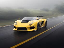 High speed, sports car in motion. photo