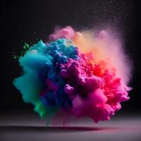 Colorful powder explosion in the air, photo