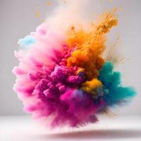 Colorful powder explosion in the air, photo