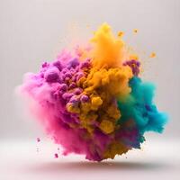 Colorful powder explosion in the air, photo