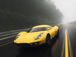 High speed, sports car in motion. photo