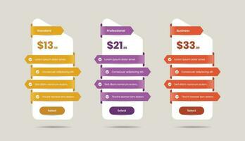 Abstractly designed modern pricing comparison layout with three options vector