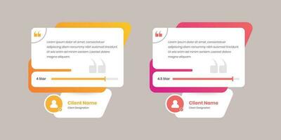 Modern client feedback or customer review card with abstract shape on gradient background vector