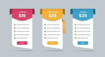 Simple pricing comparison table with checklist on paper fold banner vector