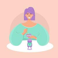 ilustraciones mujer blogger haciendo asmr contenido. asmr contenido creador blogueando vector