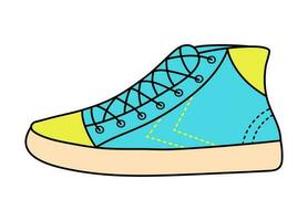 Running shoes in pop art style. Sneaker icon. Running shoes in pop art style. Sneaker icon. Nostalgia for the 80s, 90s. Vintage fashion contour cartoon clipart. vector