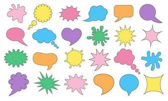 conjunto de cómic habla burbujas charla mensaje de colores línea iconos pensando señales, símbolos y botones. vector