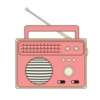 Retro radio receiver. Vintage radio music old device. Vector illustration isolated on white background.