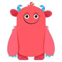 Cartoon red monster with a smile vector