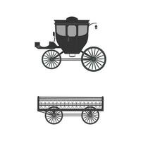 Vintage carriage for transportation of people black outline silhouette vector illustration isolated on white template