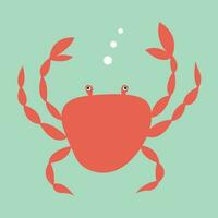 Vector red crab flat illustration. Flat style crab in sea clipart