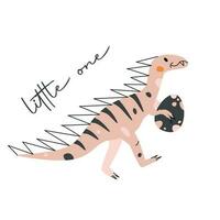 vector mano dibujado plano tarjeta postal con dinosaurio y huevo. pequeño uno