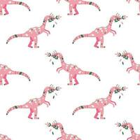 Vector seamless pattern with dinosaur and branch