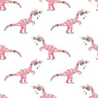 Vector seamless pattern with dinosaur and branch