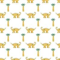 Vector seamless pattern with dinosaur and palm
