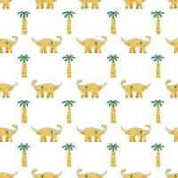 Vector seamless pattern with dinosaur and palm