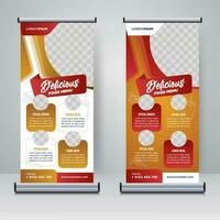 Food and Restaurant roll up banner design template vector