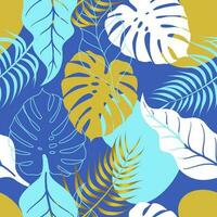 Abstract Floral seamless pattern with leaves. tropical background vector