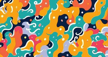 rainbows colored pattern seamless pattern for commercial and fashion design, in the style of free-flowing lines, jean arp, simplified figures, carnivalcore, squiggly line style, memphis design vector