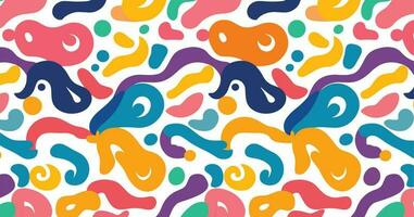 rainbows colored pattern seamless pattern for commercial and fashion design, in the style of free-flowing lines, jean arp, simplified figures, carnivalcore, squiggly line style, memphis design vector