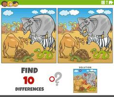 differences activity with comic animal characters group vector