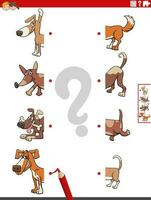 match halves of pictures with dogs educational game vector