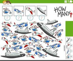 how many cartoon flying machines counting game vector