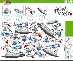 how many cartoon flying machines counting game vector