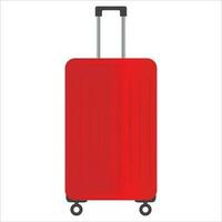 Red suitcase on wheels icon, vector, illustration, symbol vector