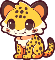 A cartoon illustration of a cheetah with eyes and a smile png