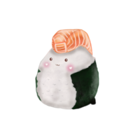 A Japanese rice ball on top with salmon png