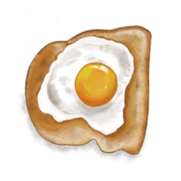 A delicious fried eggs on toast. This is a painting png picture. You can use it decorate for food project or use for breakfast menu.
