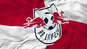 rasenballsport Leipzig mi v, rb Leipzig bandera sin costura bucle fondo, serpenteado paño ondulación lento movimiento, 3d representación video