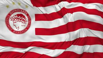 Olympiakos Verein von Fans von piräu Flagge nahtlos Schleifen Hintergrund, geloopt Stoff winken schleppend Bewegung, 3d Rendern video