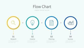 Flow chart infographic template with design elements and icons vector