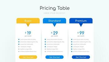 Pricing table infographic design with option banner vector template