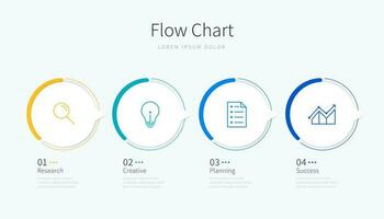 Flow chart infographic template with design elements and icons vector