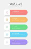 Colorful vertical 3d infographic template with 5 elements vector