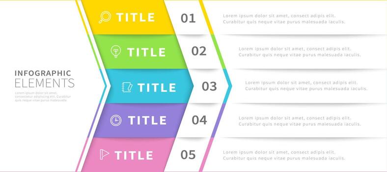 Simple infographic design template with five options can be used for index vector