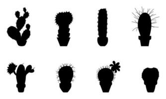 Set of Shadows of Cacti In Pots vector
