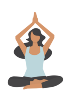 mujer vistiendo ropa deportiva haciendo yoga ejercicio, calma de sano joven mujer respiración y meditación yoga png