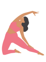 femme portant vêtement de sport Faire yoga exercer, calme de en bonne santé Jeune femme respiration et méditation yoga png