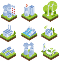 Smart Grid Smart City 3D Object isometric illustration png