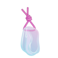 cristal. curación transparente curación cuarzo con un Violeta cuerda nudo . rosado degradado transparente brillante piedra preciosa. el magia Roca png