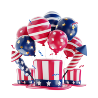 4th of july with firecrackers balloons and hat png