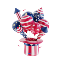 4th of july with firecrackers balloons and hat png