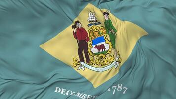 State of Delaware Flag Seamless Looping Background, Looped Bump Texture Cloth Waving Slow Motion, 3D Rendering video