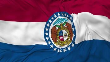 State of Missouri Flag Seamless Looping Background, Looped Bump Texture Cloth Waving Slow Motion, 3D Rendering video