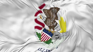 State of Illinois Flag Seamless Looping Background, Looped Bump Texture Cloth Waving Slow Motion, 3D Rendering video