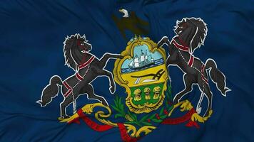 State of Pennsylvania Flag Seamless Looping Background, Looped Bump Texture Cloth Waving Slow Motion, 3D Rendering video